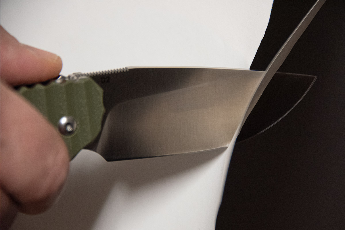 Schaerfe Test Messer Klinge